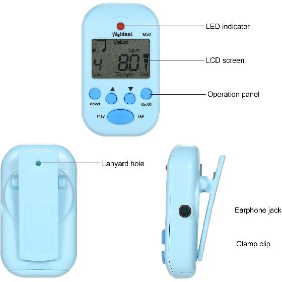 Mini Digital Metronome M50 Tempo Metronome Clip-On Electronic Metronome Pocket Metronome Suitable for Guitar Piano Violin Drum and Instruments
