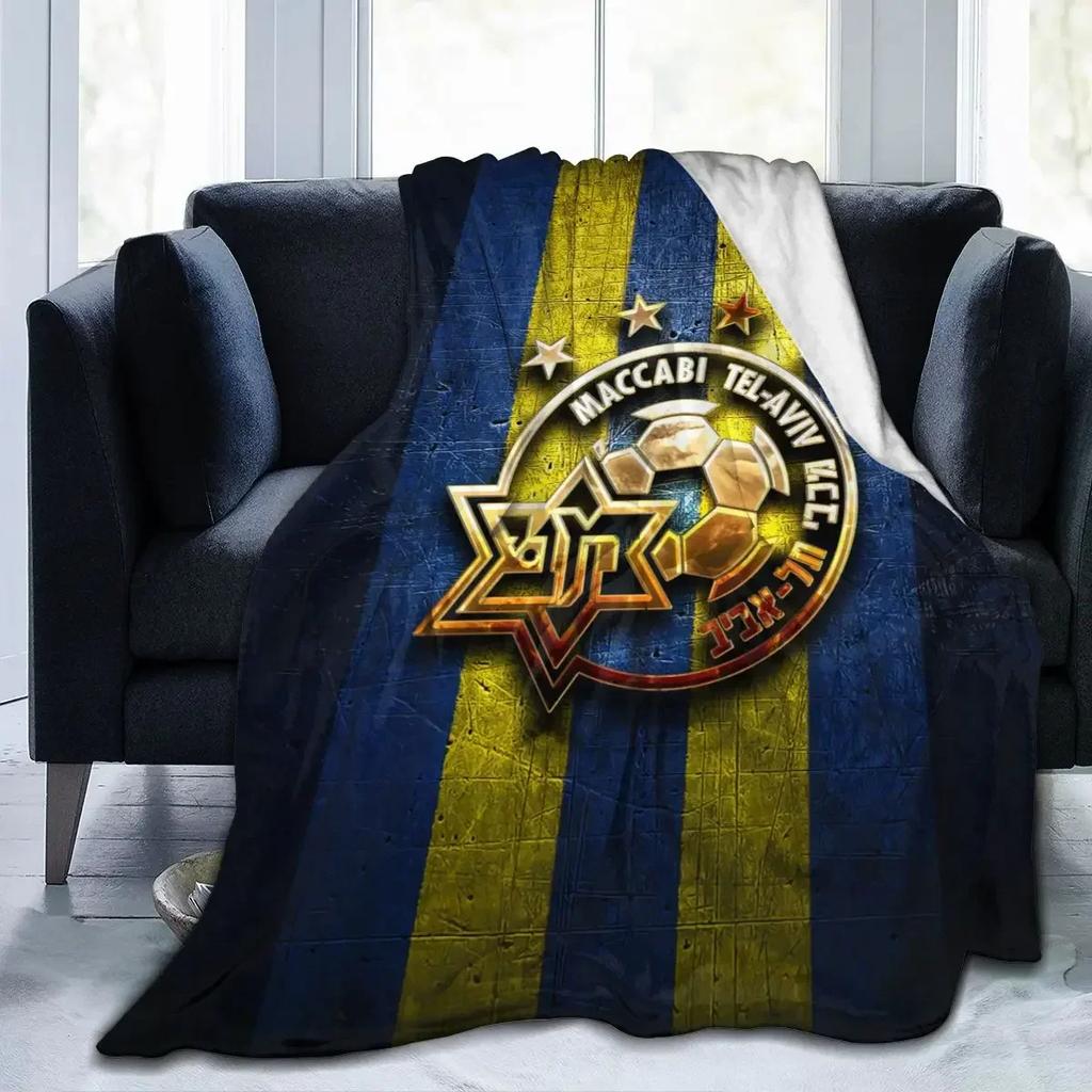 Maccabi Tel Aviv All Season Fleece Blanket Throw Ultra Soft Flannel Blanket Digital Printed Premium Fluffy Microfiber Fleece