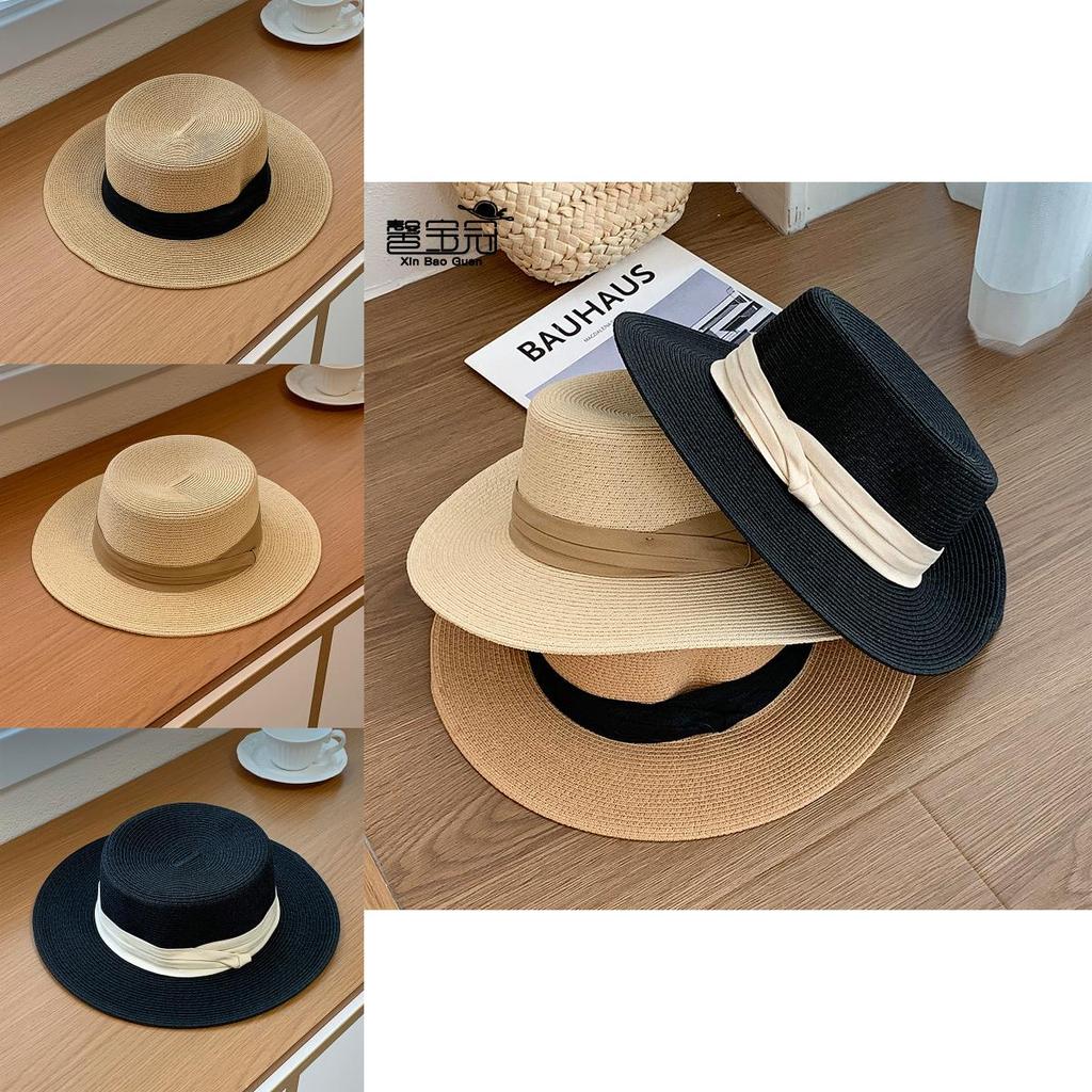 Summer Straw Hat With Large Brim Sunshade For Beach And Outdoor Leisure