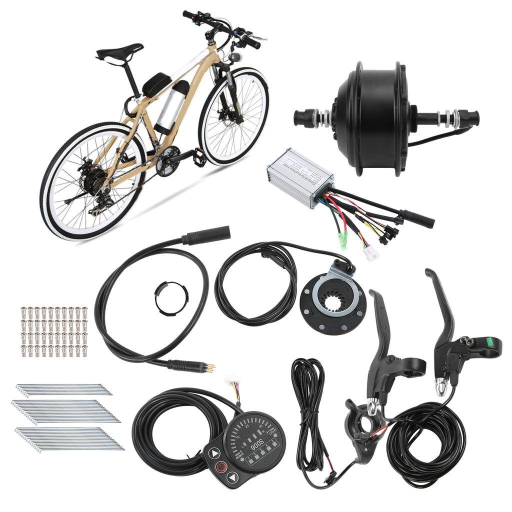 36V 250W Hub Motor EBike Conversion Kit with KT900S Display Meter for 700C 12G Wheel(Rear Freewheel Motor )
