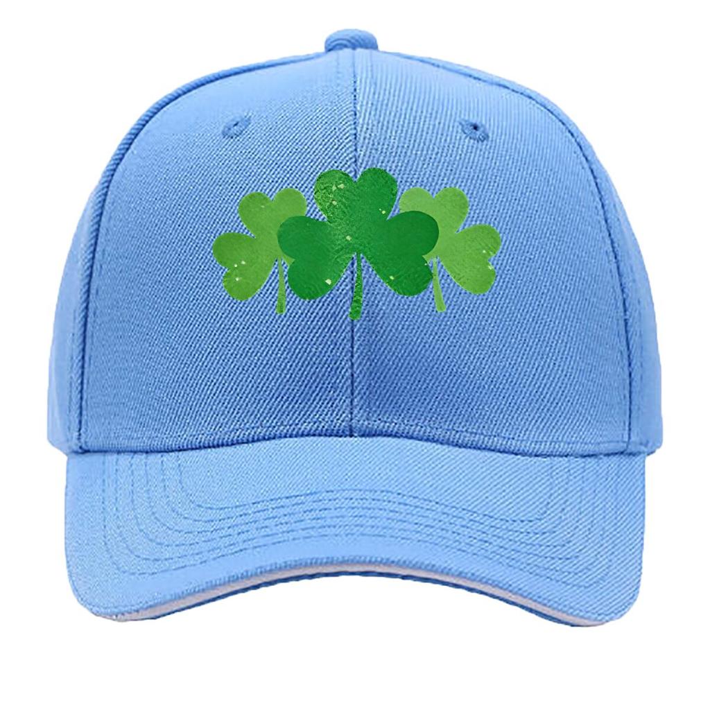 Green Clover Print Baseball Cap  Casual  Adjustable Snapback Ideal for Outdoor Travel and Campi Sandwich Baseball Cap