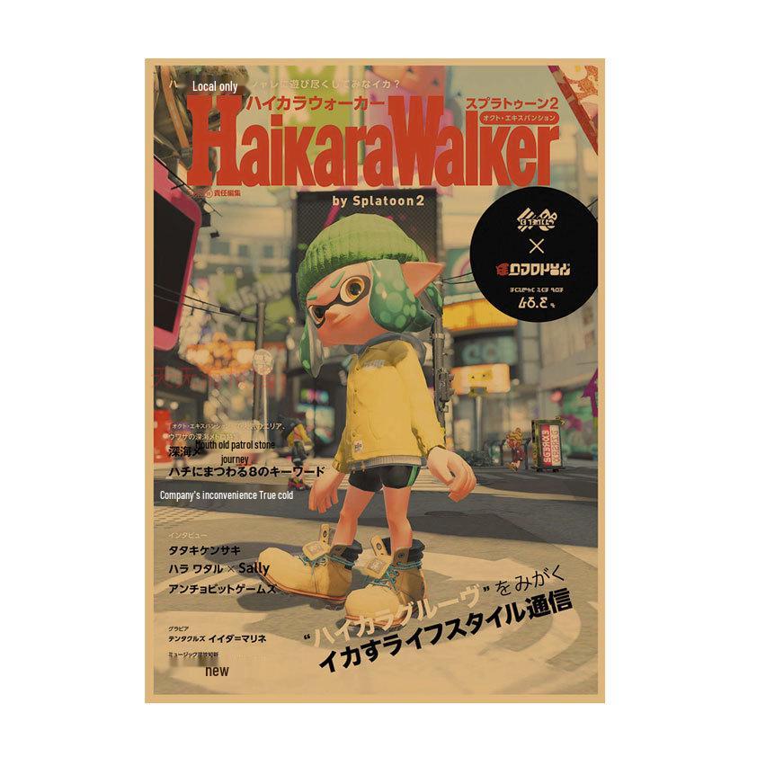 Splatoon Warriors Anime Poster - Retro Kraft Paper Wall Art for Game Rooms & Cafes