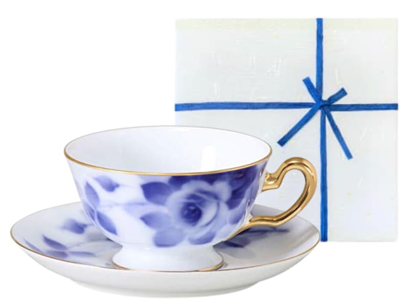 [Okura Touen Washi Paper Wrapping] Blue Rose Cup & Saucer 8011/6C