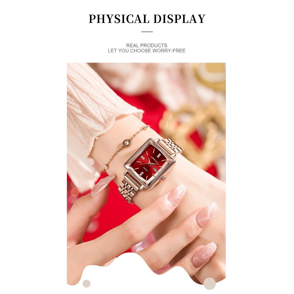 CRRJU Women Watches Creative Steel Dress Bracelet Wristwatches Ladies Square Waterproof Female Watch