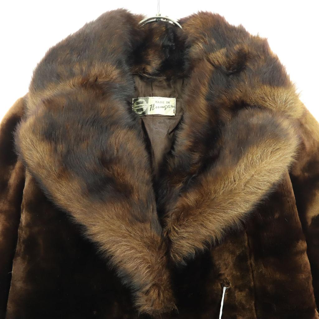 Macaristan'da üretildi Uzun kollu Gerçek Kürk ceket 7 Kahverengi Kadın Kullanılmış