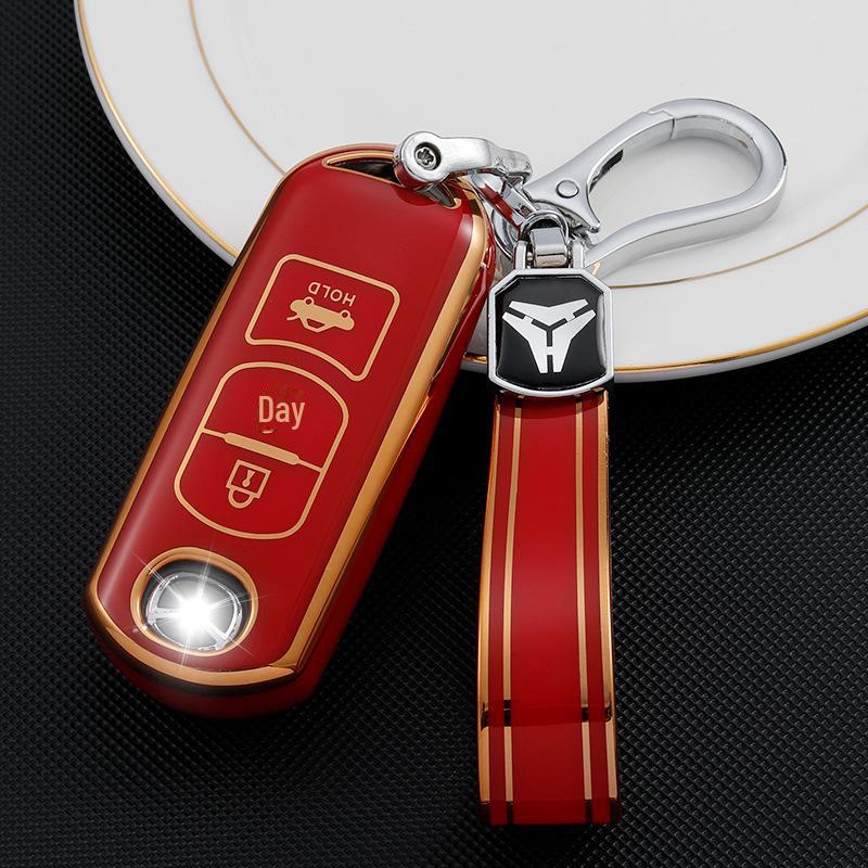 Husă cheie cu ramă aurie pentru modelele Mazda CX-30, Atez, CX-4, CX-5, CX-8 cu 2/3 butoane