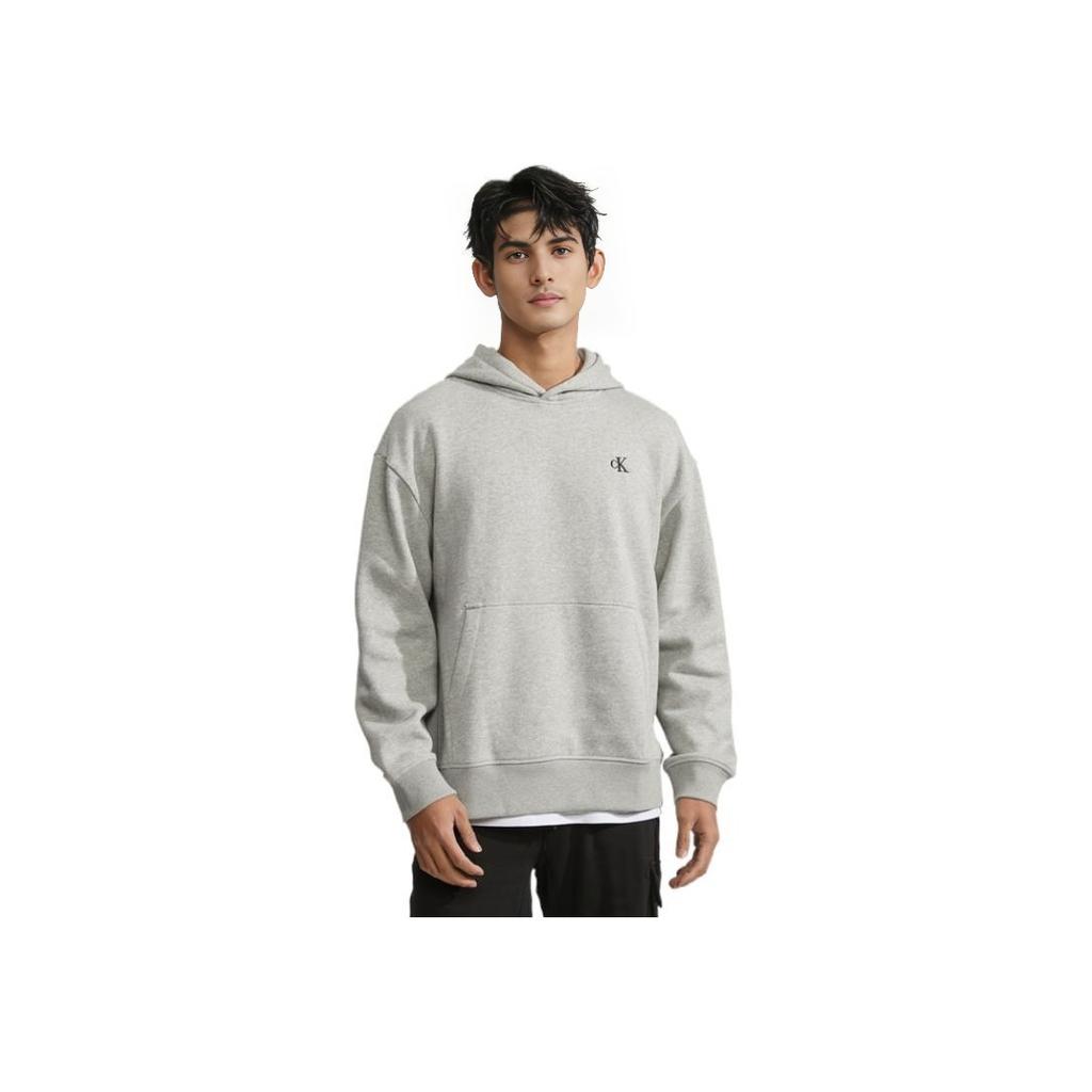 Calvin Klein Solid Color Casual Embroidered Fleece Hoodie Men Hoodies Gray 40HM256-032