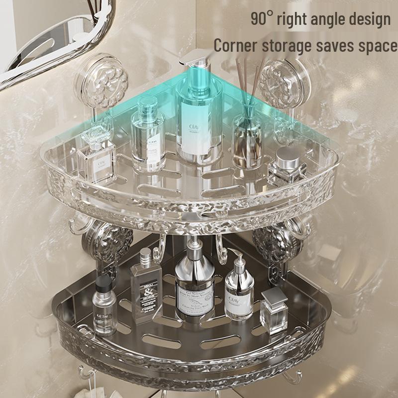 Corrugated Suction Cup Bathroom Triangle Shelf - Punch-Free Wall-Mounted Storage Rack