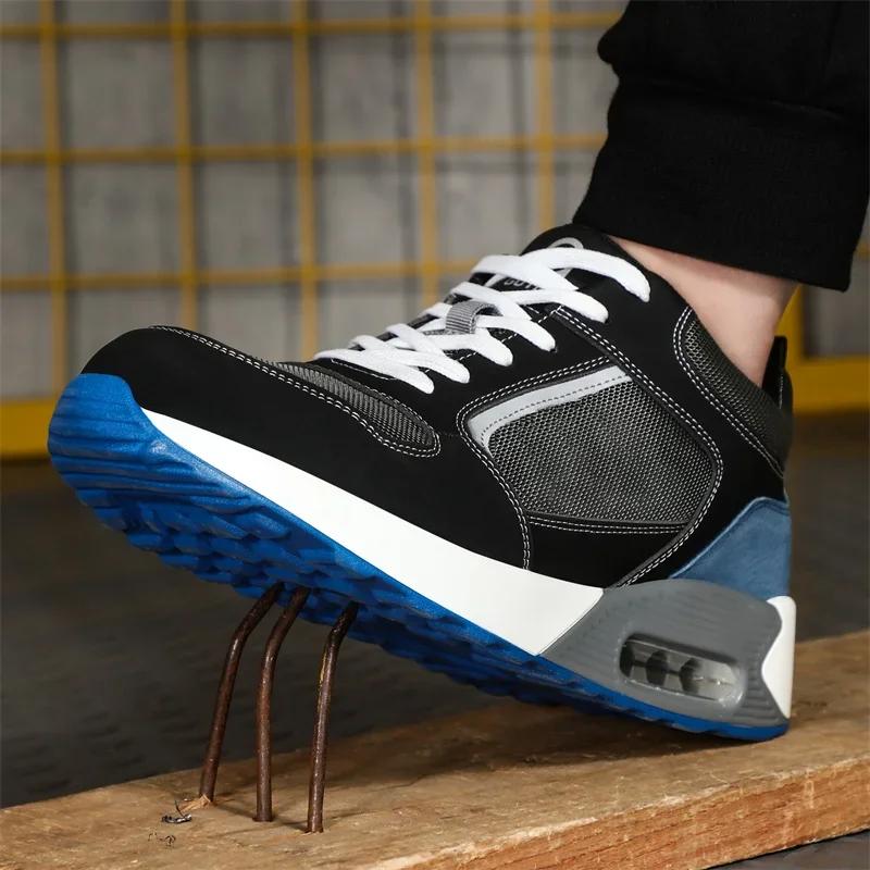New  Staleneus Work Shoes Steel Toe Cap Patchwork Men Safety Sneakers Cozy Air Cushion Indestructible Boots Male Footwear