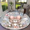 1pc Round Rug Appropriate for Office, Bear with Bow Carpet, Versatile Printed Chair Rug, Durable Home Sofa Carpet