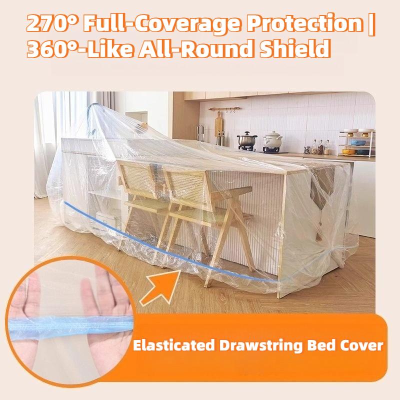 1 Pc Transparent PE Furniture Dust Cover - Elastic Drawstring Waterproof Full-Enclosure Disposable Cover