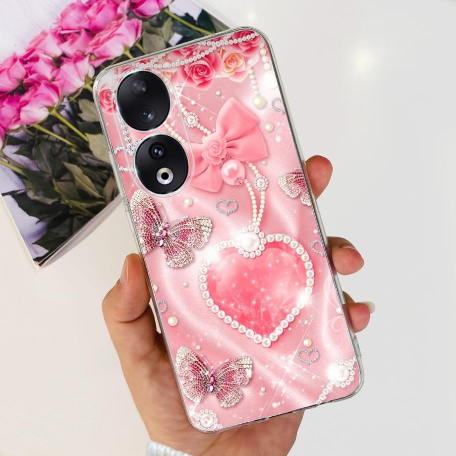 Para Honor 90 / Honor 90 Lite 90 Pro 90 Smart Case Funda de Silicona Suave Elegante de Lujo Hermosa Flor de Cerezo Fundas Tapa Transparente