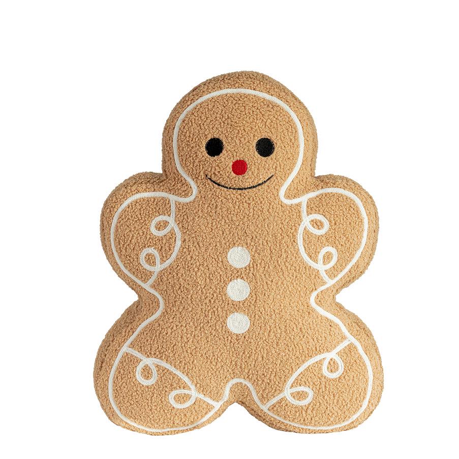 Gingerbread Man Plush Pillow - Christmas Cookie Doll Cushion and Festive Decoration Small