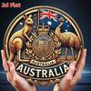 Australisches Staatswappen Metall-Wandplakette 7,8 Zoll Rundes Vintage-Aluminiumschild Heimbar Café Garage Dekoration