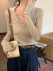 Women's V-Neck Polo Collar Knit Sweater for Spring/Autumn