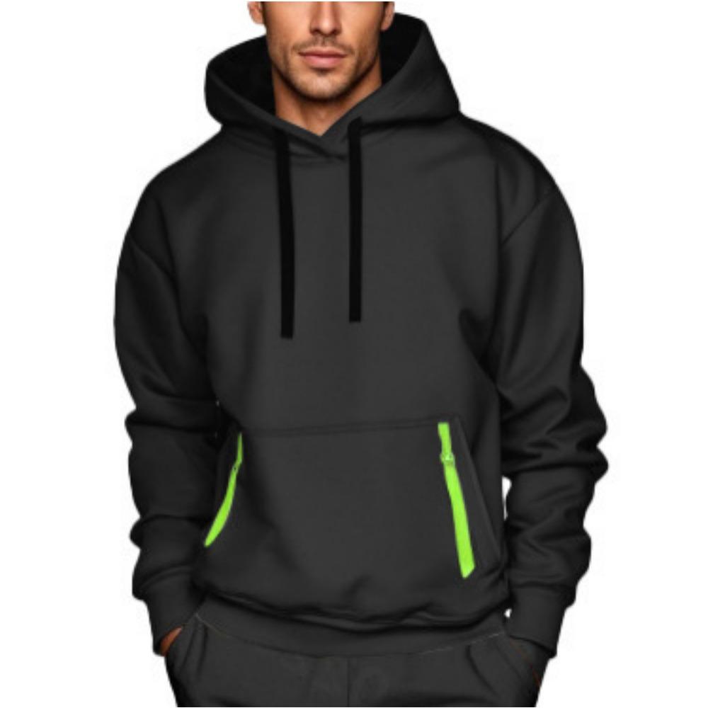 New Arrival Loose Large Size Zipper Sweater Autumn and Winter Fleece Jacket Men's Y2K Hooded Leisure