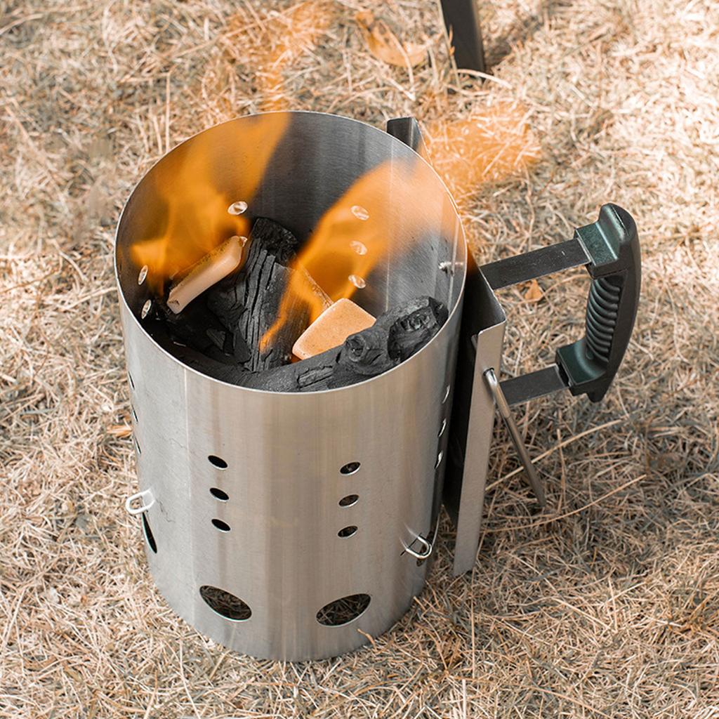 Chimney Starter Stainless Steel Lightweight Portable Efficient Charcoal Starter Barrel for Outdoor Camping Barbecue Picnic