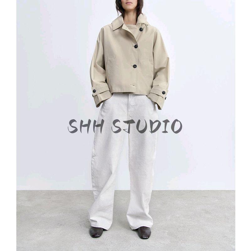 Spring Summer Women's Wear Casual Easiest for Match Decorated Row Button Lapel Batwing Long Sleeves Wind-Breaker Outwear 0518060