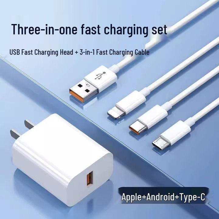 Drei-in-Eins 100W Schnellladekabel für Huawei, Apple und Xiaomi Handys