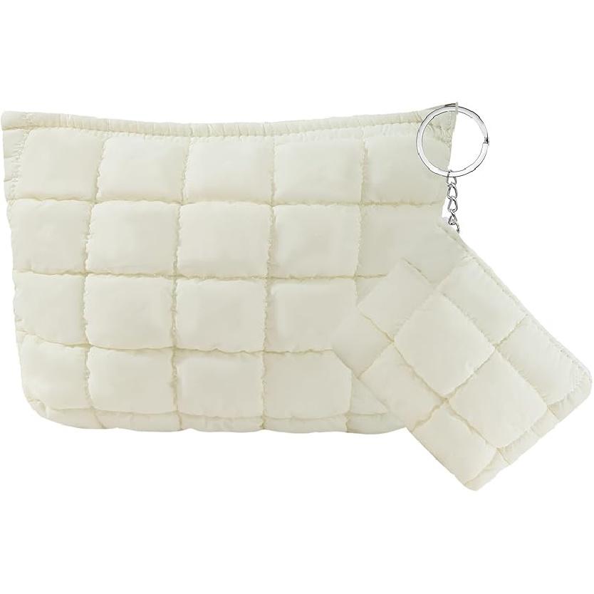 LYDZTION Puffy Makeup Bag,Cosmetic Bag for Women and Girls, Quilted Makeup Bag Organizer Cute Checkered Travel Toiletry Bag Skincare Makeup Pouch