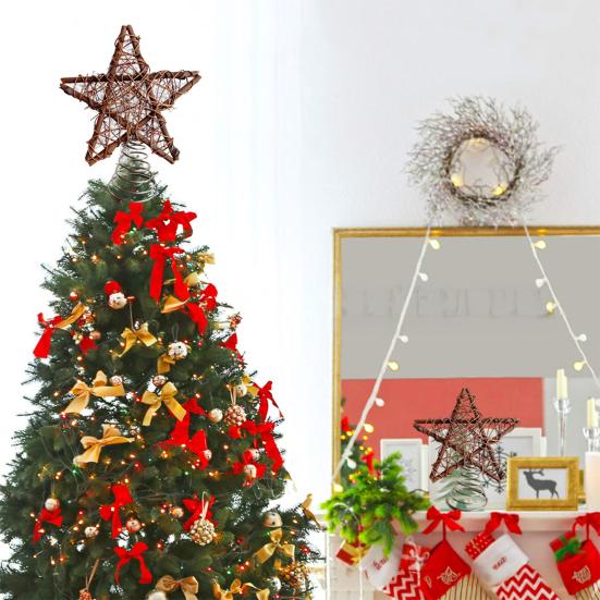 Christmas Tree Topper Star with Light Simple Installation Luminous Hollow Star Tree Topper Christmas Tree Decoration