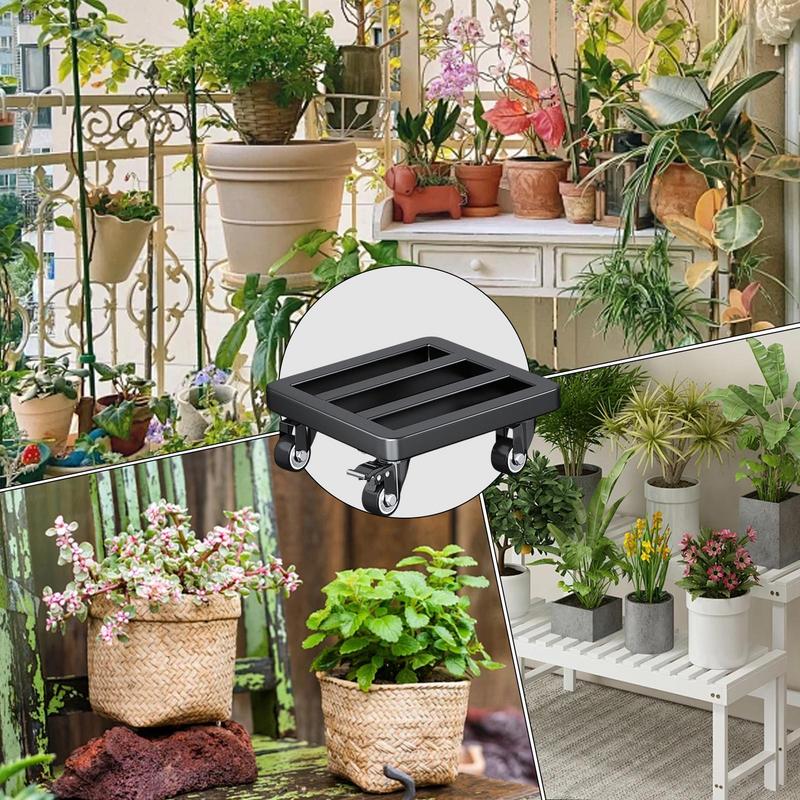 Universal Flower Pot Wheels square Metal Tray Heavy Duty Flower Pot Rack Plant Movable Rolling Potted Plant Stand With Rollers