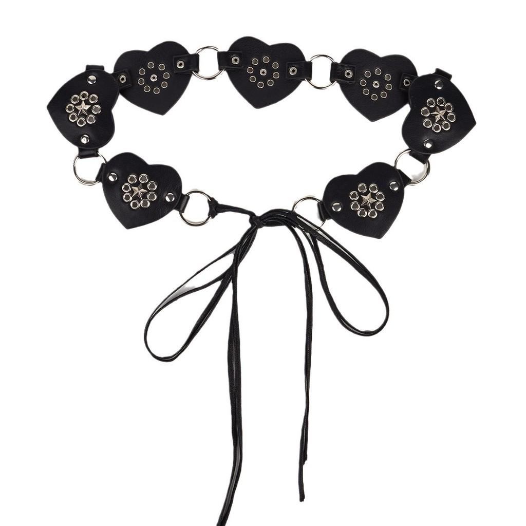 Millennium Spice Girls Metal Waist Belt With Rivet And Chain Embellishments For Daily Outfit чёрный