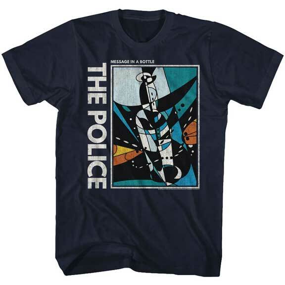 

The POLICE Mens T- SHIRT New Official Message In a Bottle Navy Cotton SM5XL Unisex T-Shirt XXXXL