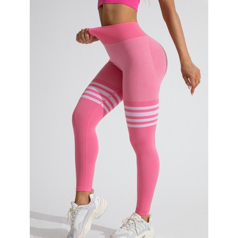 Striped Outdoor Sports Leggings Women's High Waist Hip Yoga Suit Quick-drying Running Sports Fitness Pants