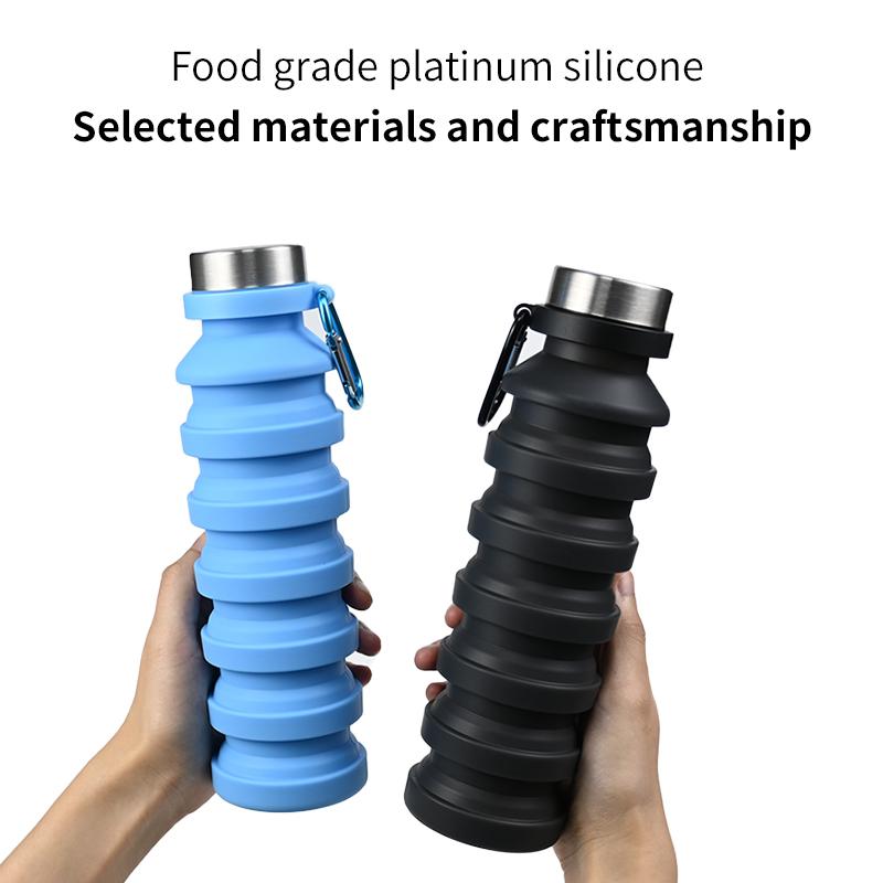 550ml Collapsible Water Bottle Cup, Reusable BPA-free Silicone Collapsible Water Bottle, Suitable for Hiking In Travel Gym