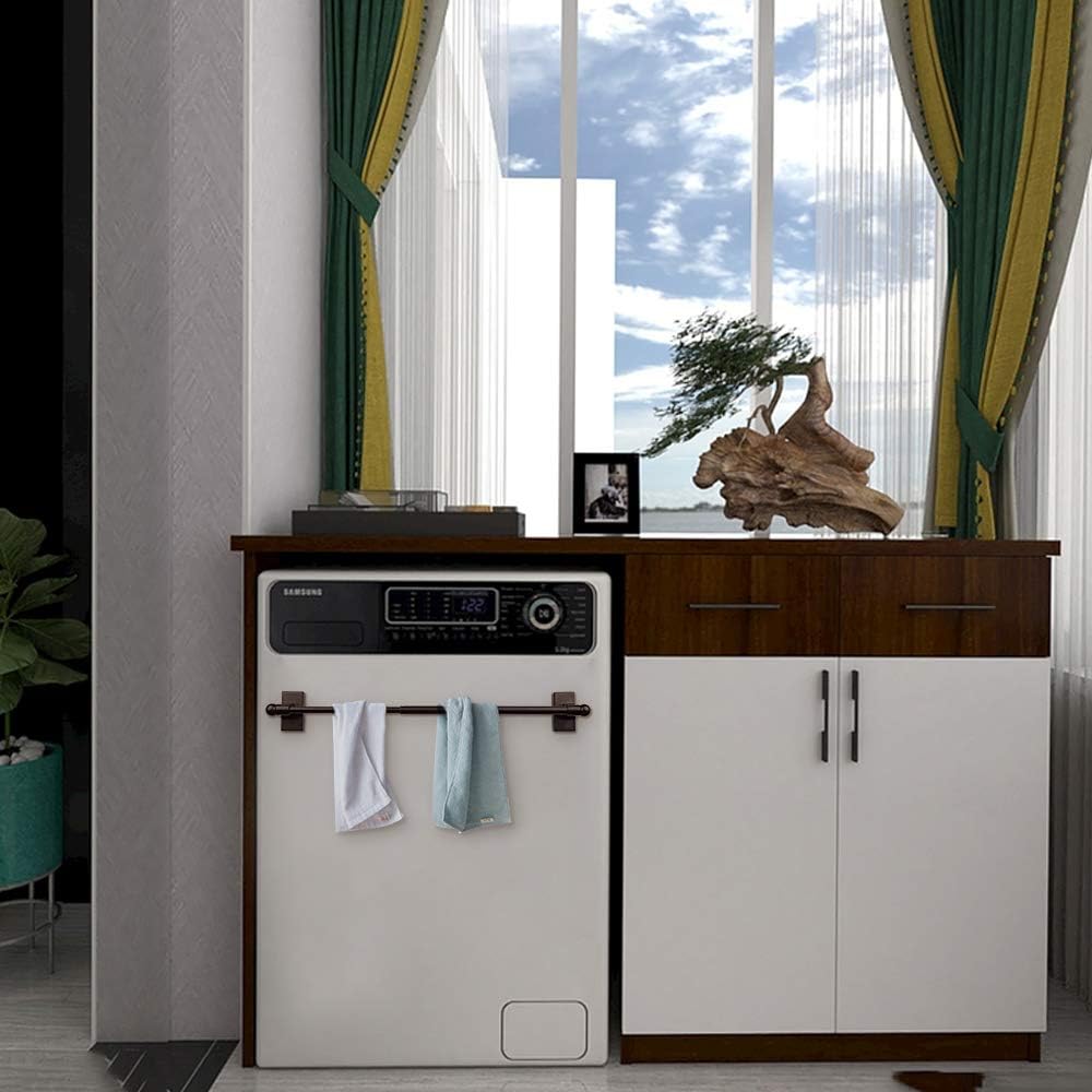 WL.Rocaille Magnetic Curtain Rods for Metal Doors Top and Bottom Multi-Use Adjustable Appliances for Iron and Steel Place, Petite Ball Ends, 9 to 16