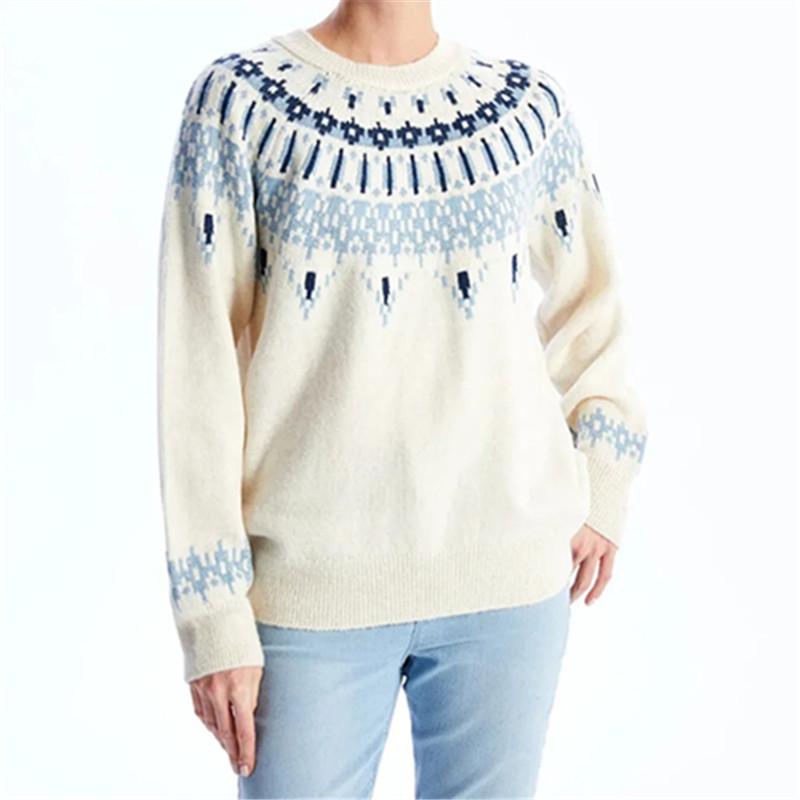 Women's Trendy Color Block Round Neck Knitted Sweater