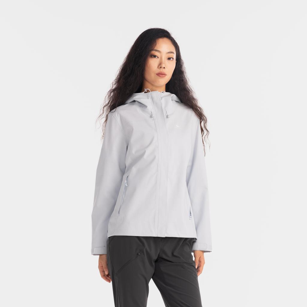 Decathlon MH150 Hiking Hooded Slim Long Sleeve Waterproof and Rainproof Jacket Women's Cloud Gauze Blue