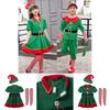 Cheerful Family Christmas Cosplay Costume Featuring Green Elf Santa Claus Design For All Ages