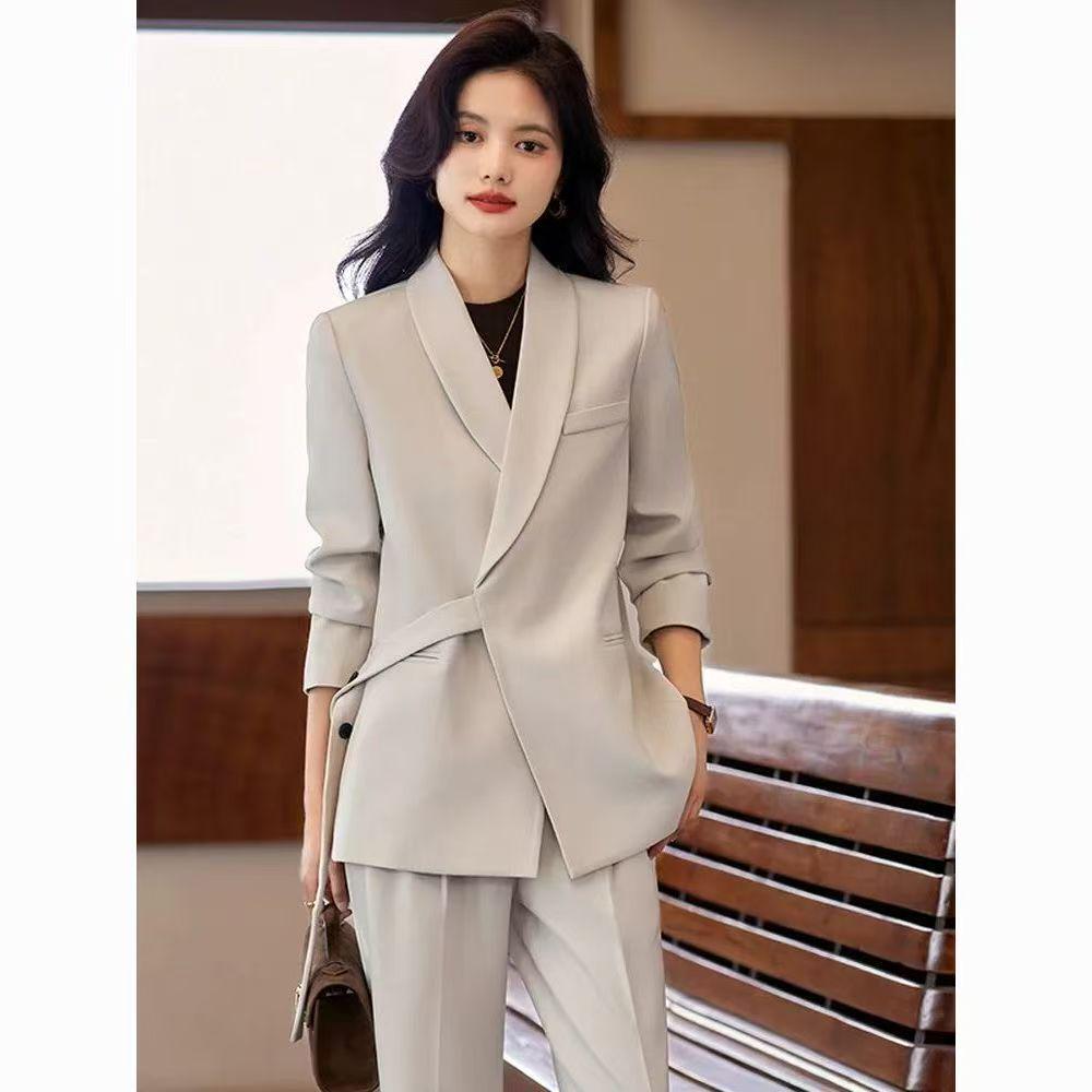

Women s Autumn Plus Size Loose Wide-Leg Pants Two-Piece Suit M (recommended 40-50 kg)