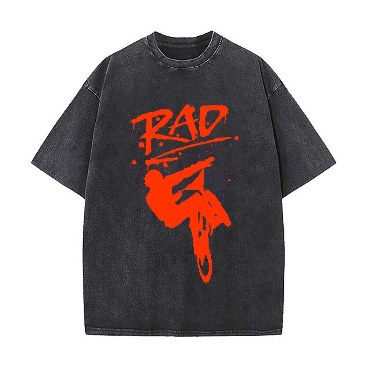 

Rad Skate Art Loose Solid Distressed T Shirt American Casual Crew Neck Top S