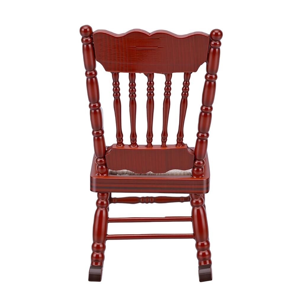 Miniature Rocking Chair 1:12 Scale Dollhouse Wooden Furniture for Mini Living Room Model Handicraft Display Brown
