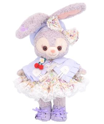Teddy Bear Mail Order Alice Stella Lou Costume with Duffle Cape and Floral Print Dress Dress-Up (Size Small, Purple)