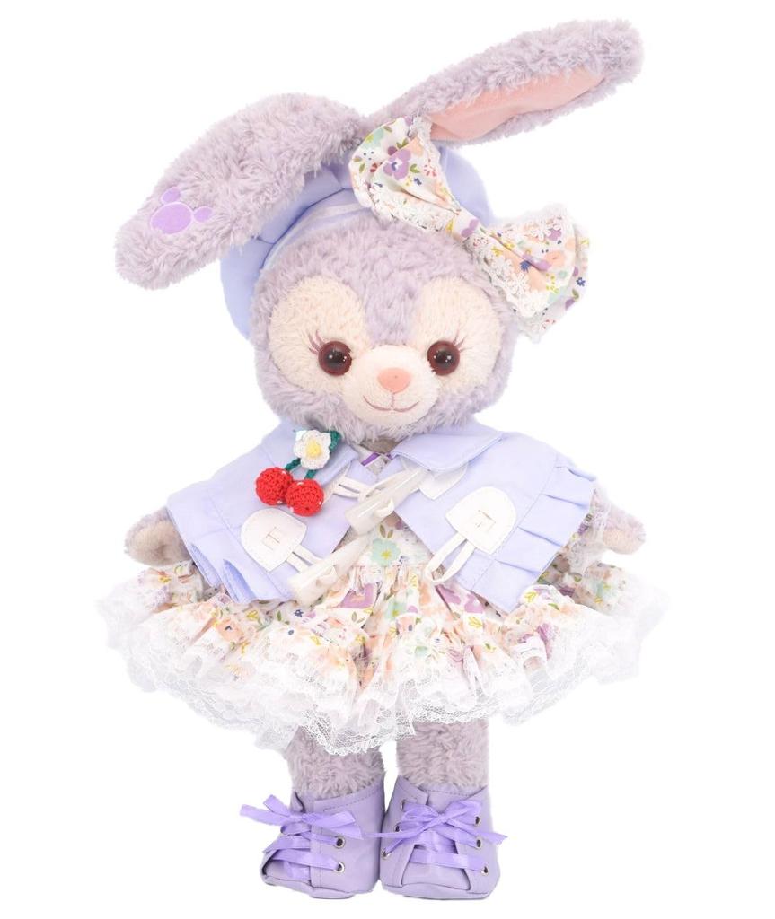 Teddy Bear Mail Order Alice Stella Lou Dress-Up Costume with Duffle Cape and Floral Print Dress (Size Small, Purple)