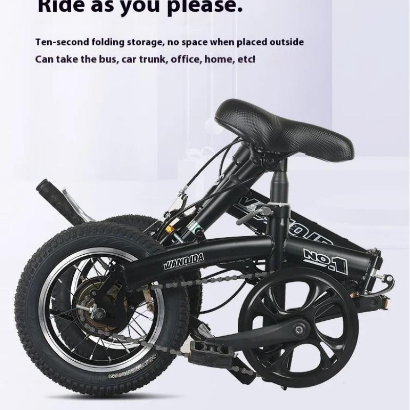 Foldable Bicycle, 12-inch Small Bike for Boys and Girls, Portable and Ultra-light Transmission with Disc Brakes