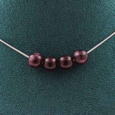 Stones and Minerals. 4 Garnet 8 Mm Pearl Necklace. Stainless Steel Chain Necklace Women Men. Customizable Size.