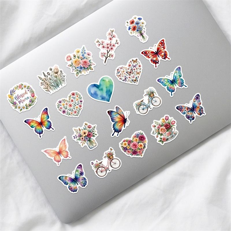 1030Pcs Kawaii Butterfly Plants Colored Pvc Adhesive Stickers Aesthetic Diy Phone Laptop Luggage Skateboard Graffiti Decals