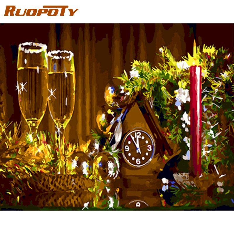 

RUOPOTY DIY картина маслом по номерам наборы для взрослых винтажная бутылка вина холст картина украшение дома уникальный подарок настенное искусство