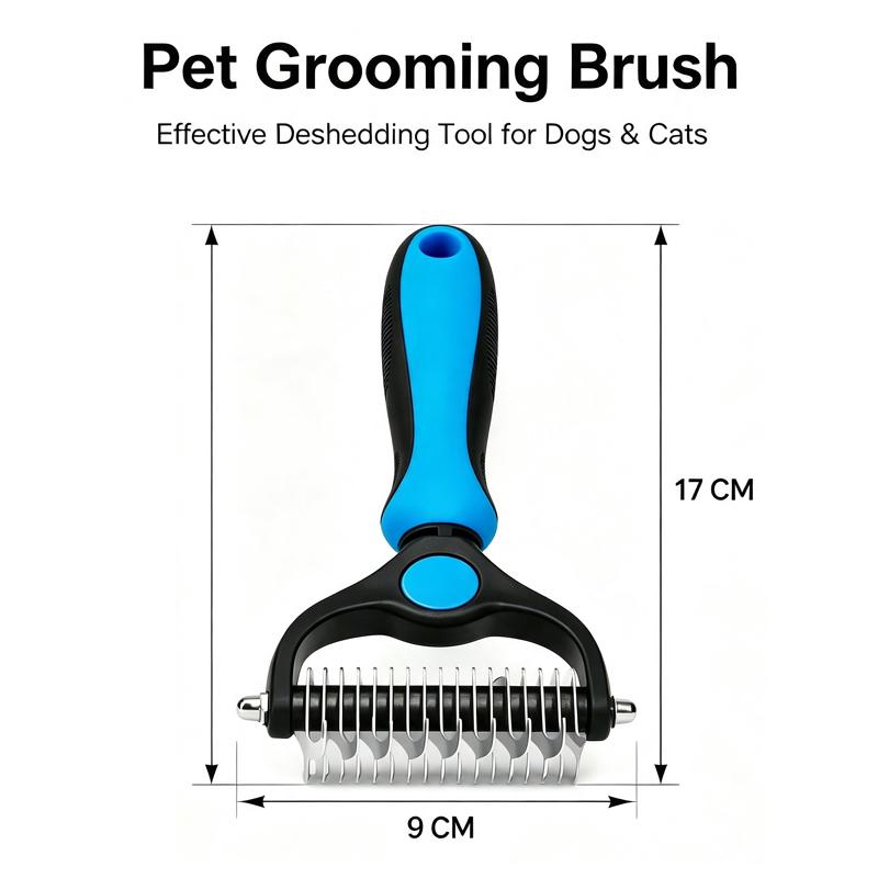 Pet Grooming Undercoat Rake Brush, Double Sided Deshedding Tool for Dogs Cats, Safe Dematting Comb for Long Short Hair
