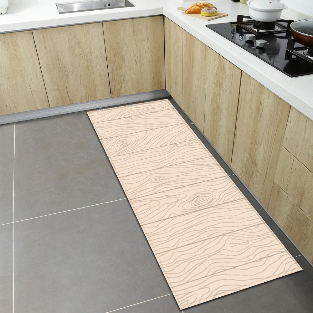 Rustic Wood Grain Kitchen Carpet, Non-Slip Indoor Floor Mat, Decorative Area Rug for Living Room Kids Room Balcony, 1PC