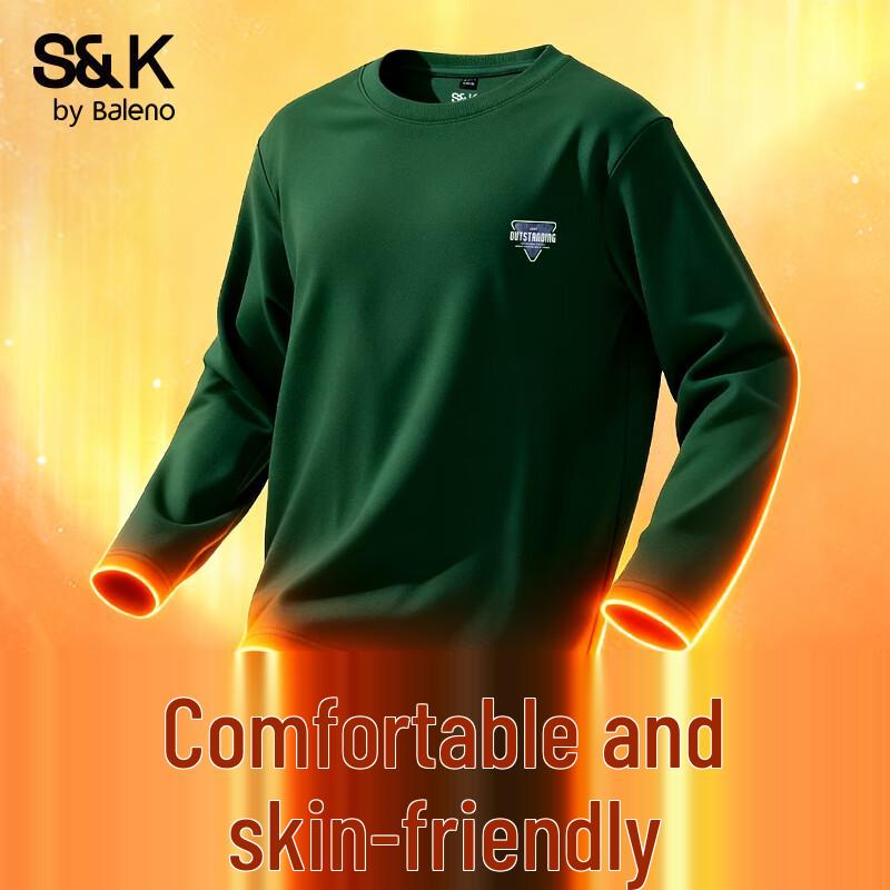 Baleno Men s S&K Series 7A Anti-bacterial Double-sided Fleece Long Sleeve T-shirt L