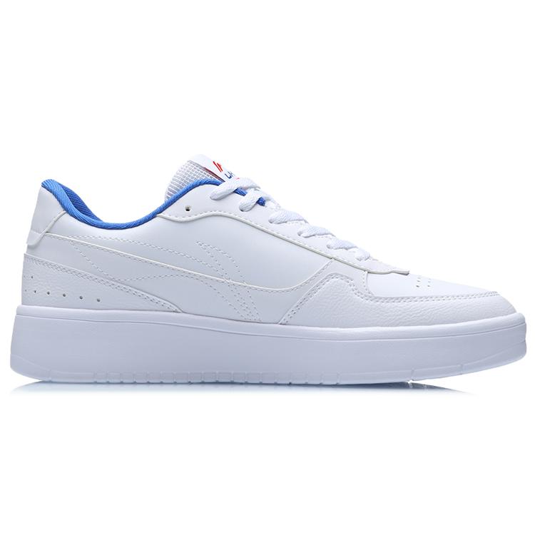 Li Ning Duda Synthetic Leather Coverage Slip Resistant Waterproof Low top Skateboard Shoes Men's White Red Blue AGCR197-1