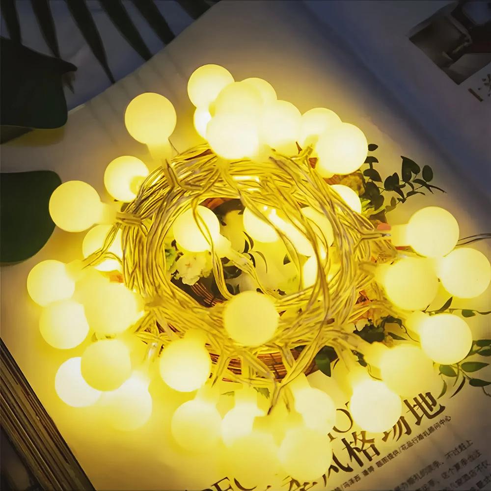 1pc Globe String Lights Outdoor,6M 40 LED Fairy String Lights Wall Decor, USB Powered 8 Modes Christmas Fairy Lights with Remote