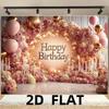 2D Colorful Graffiti Birthday Backdrop Banner with Boombox & Music Notes
