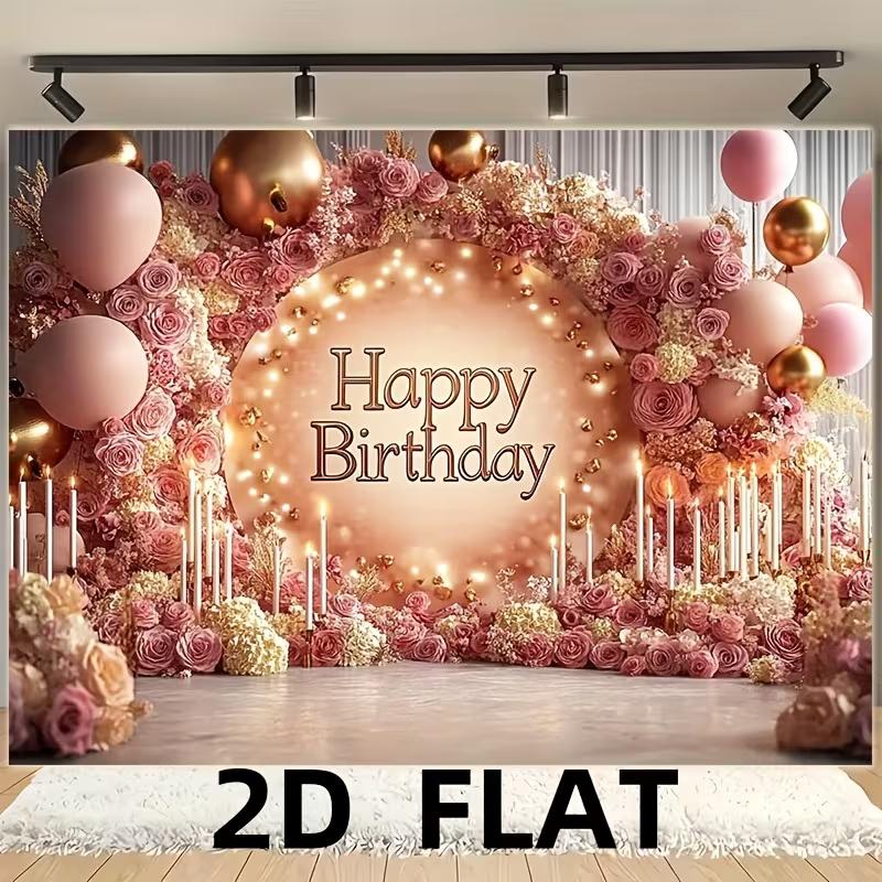 2D Colorful Graffiti Birthday Backdrop Banner with Boombox & Music Notes